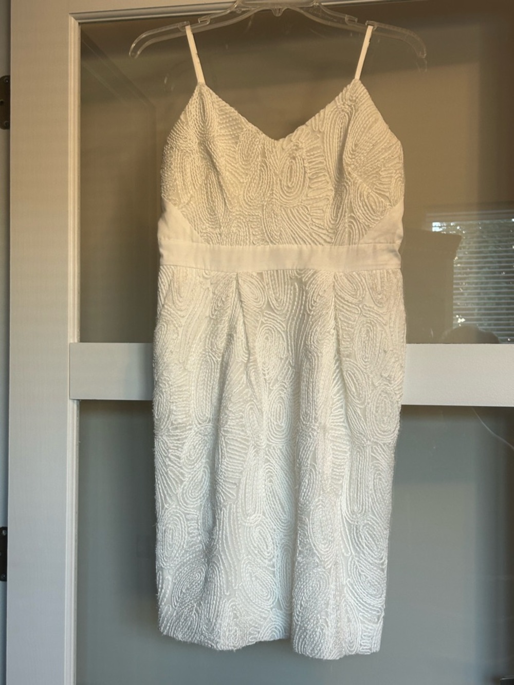 Vince Camuto White Beaded Spaghetti Strap Sheath Dress
